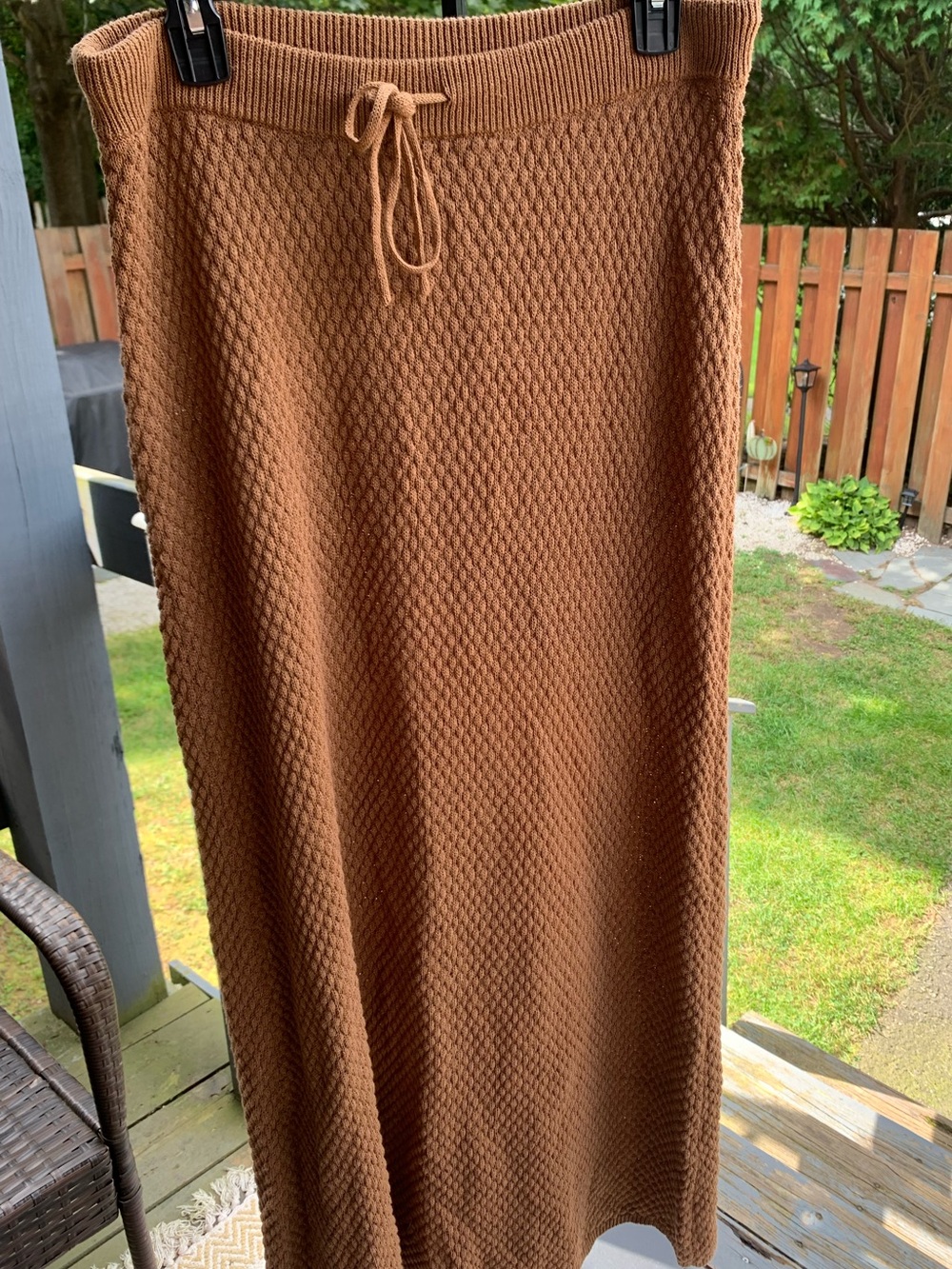 Tilly's Camel Brown Knit Maxi Skirt with Drawstring Waist